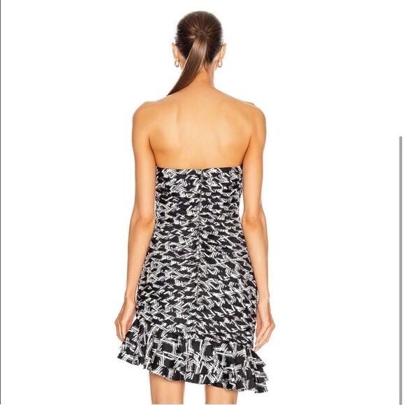 Retrofete Samantha Strapless Ruffle Mini Dress Black White Size XS - Picture 3 of 9